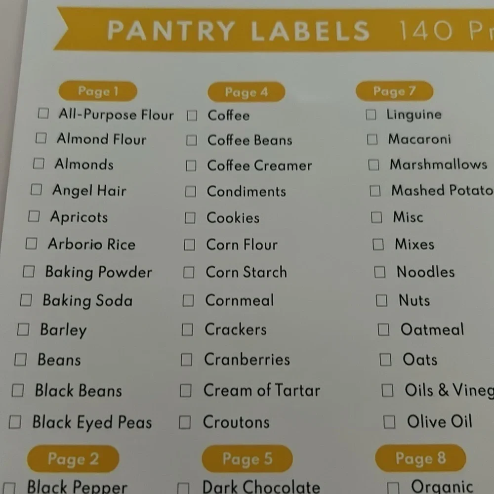 Kitchen Preprinted Pantry Labels /140 pieces / BRAND NEW